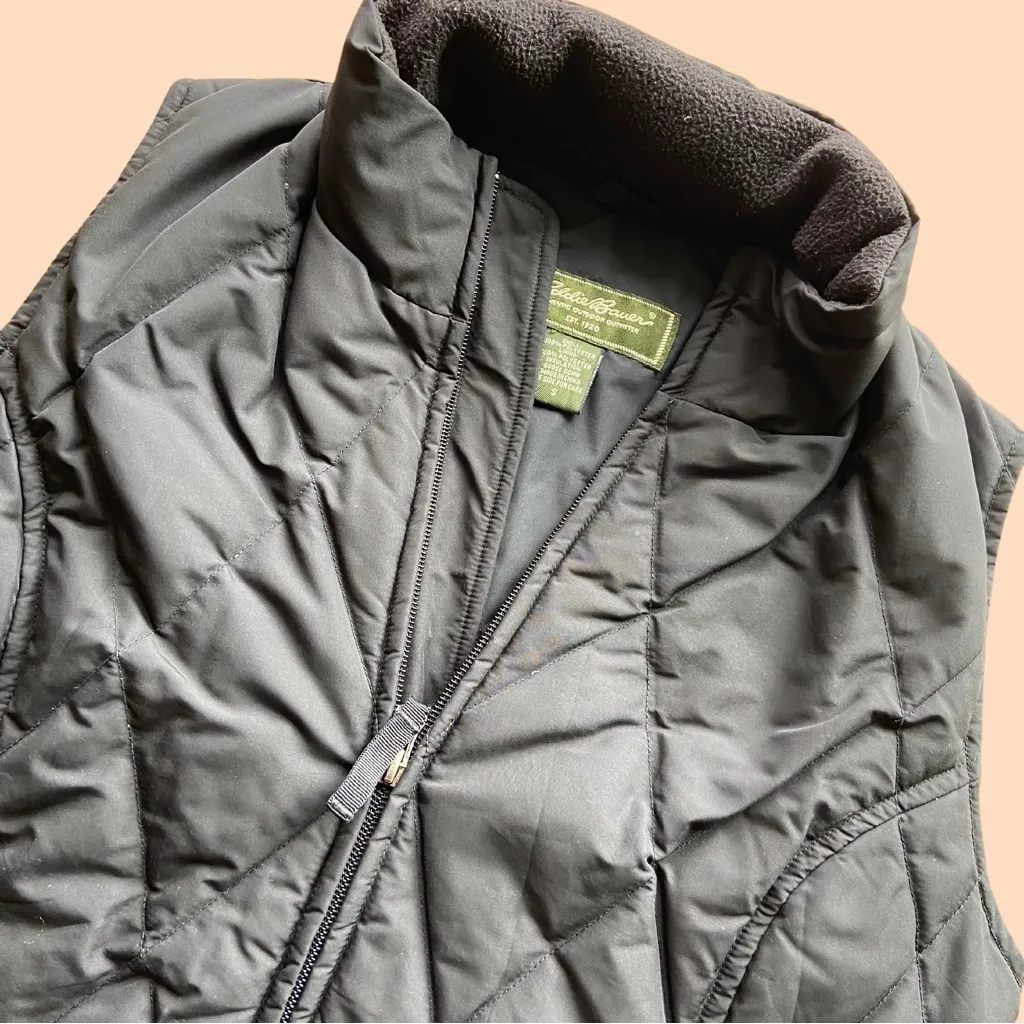 Eddie Bauer Black Quilted Down Puffer Vest 🔥 - Image 3