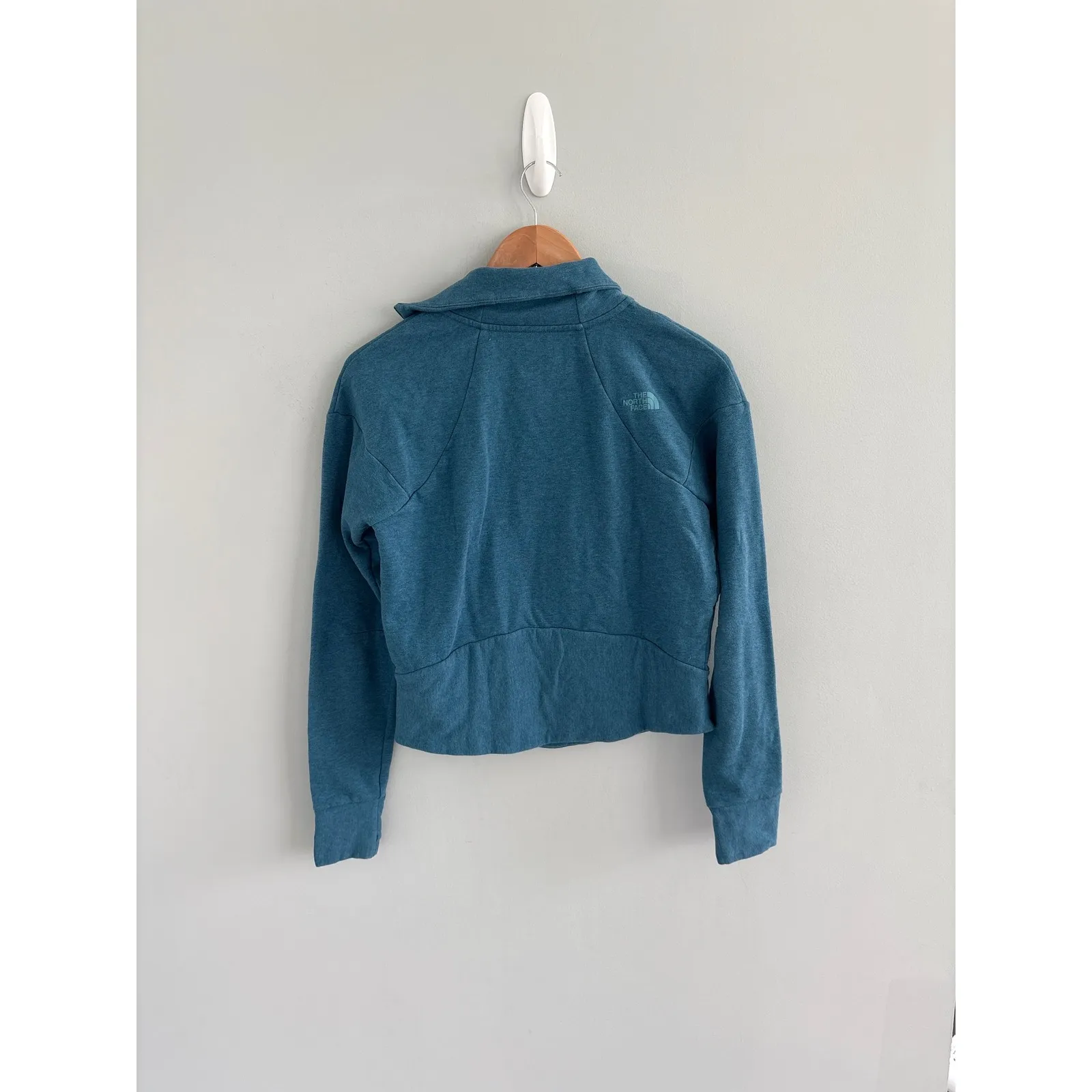The North Face Pullover Sweatshirt Womens Size Small Quarter Zip Crop‎ Top Blue - Image 3