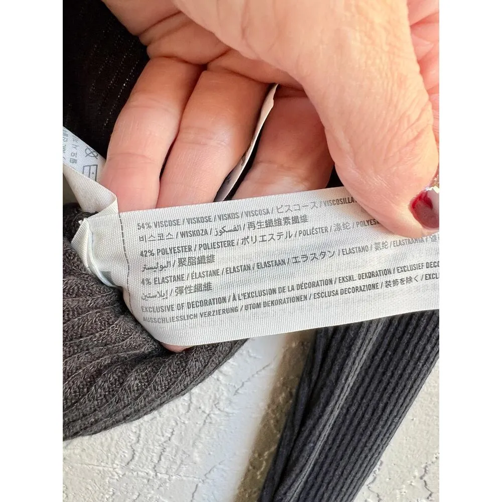 NWT Abercrombie&Fitch Long Sleeve Knit Ruffle Hem Wrap Tie Top Black Women's XS - Image 5