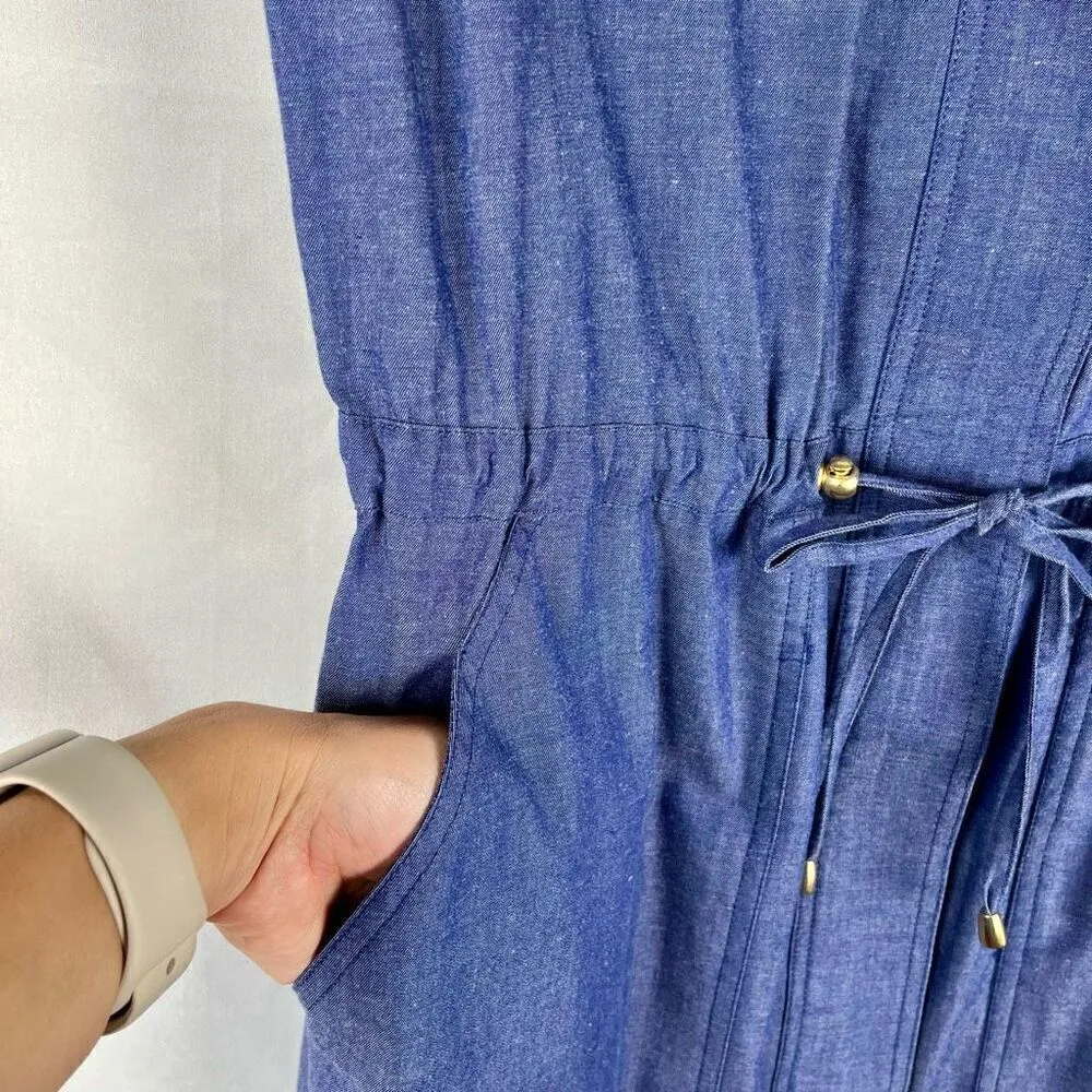 NWT Ellen Tracy Denim Zip Up Cap Sleeve Mini Dress 10 - Image 3