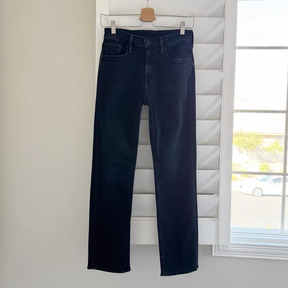 MOTHER Mid Rise Rider Ankle Straight Slim Jeans Indigo Nights in Paris Size 26 Black - Image 3