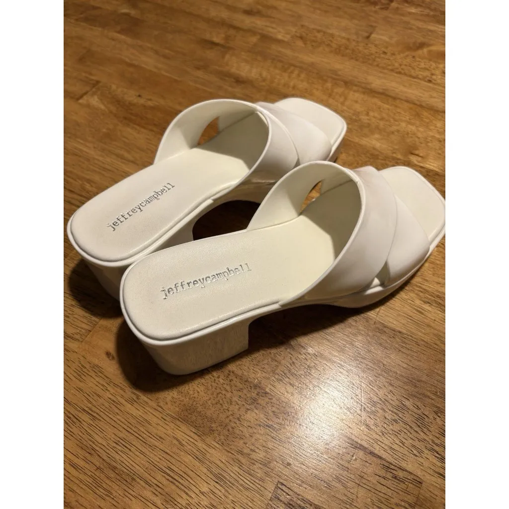 JEFFREY CAMPBELL Size 7 White Bubblegum Platform Sandal Block Heel - Image 6