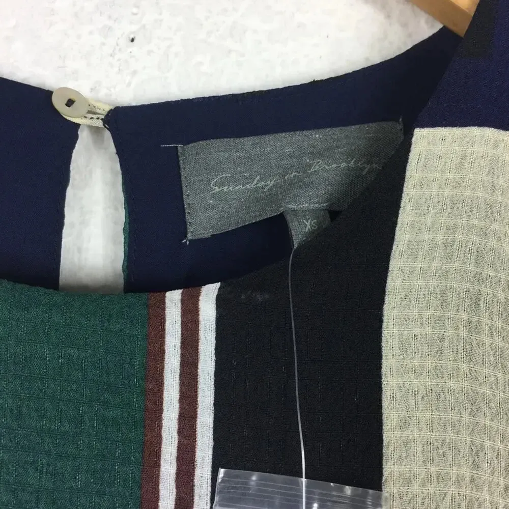 Anthropologie Sunday In Brooklyn Leger Green Stripe Long Sleeve Mini Dress XS - Image 5