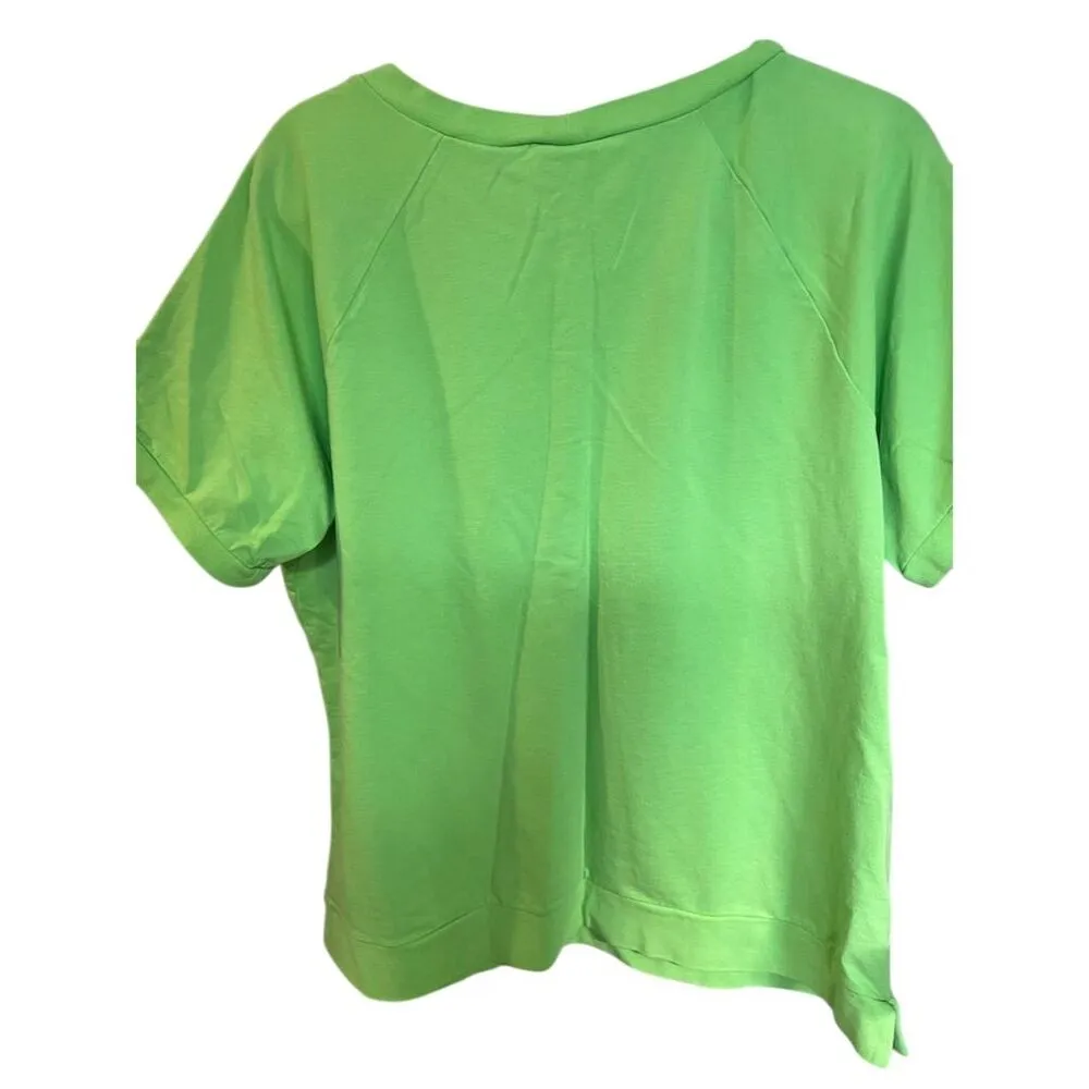 Belle by Kim Gravel French Terry Top Lime Green Short Sleeve Sweatshirt … Size 1X - Image 4