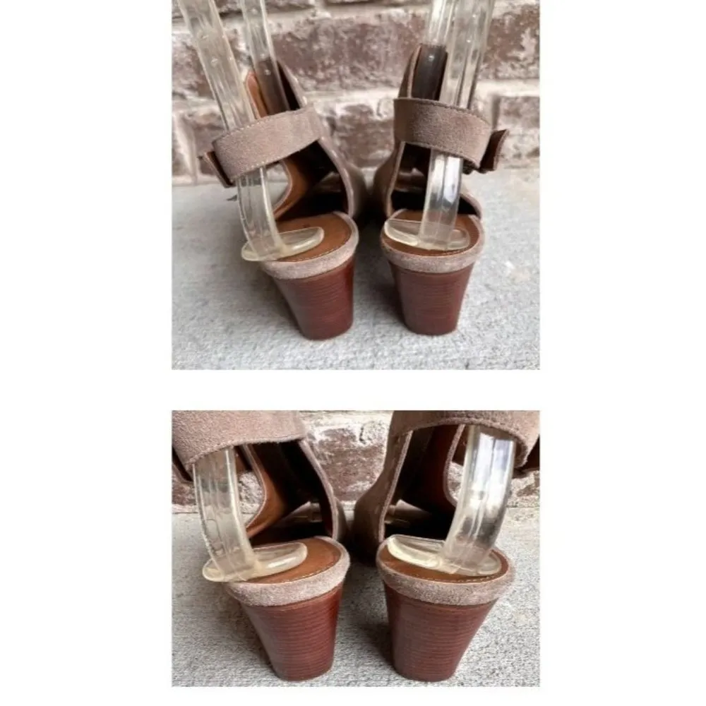 Frye Co Suede Donna Slingback Sandals Sz 9M Ash Suede Leather Heels Peep… - Image 5