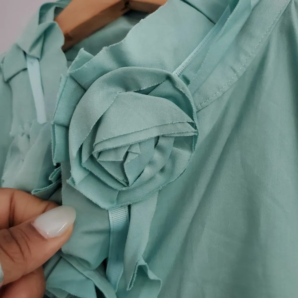 Ashley Stewart Floral Ruffle Button Down Shirt Top 12 - Image 5