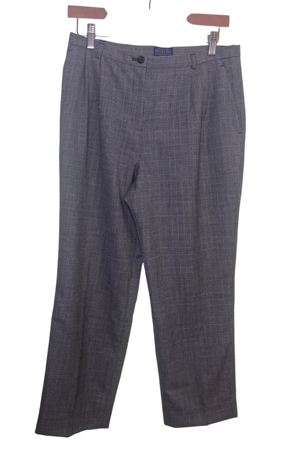 Pendleton size 10P wide leg pleated dress pants Glen Plaid Virgin Wool - Image 1
