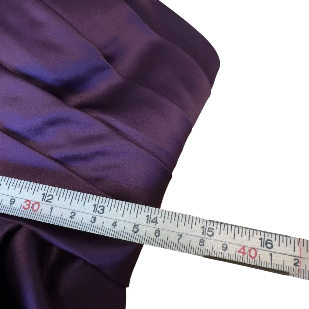 Bill Levkoff Strapless Purple Satin Pleated Cocktail Dress Sz 10 Lined in GUC - Image 11