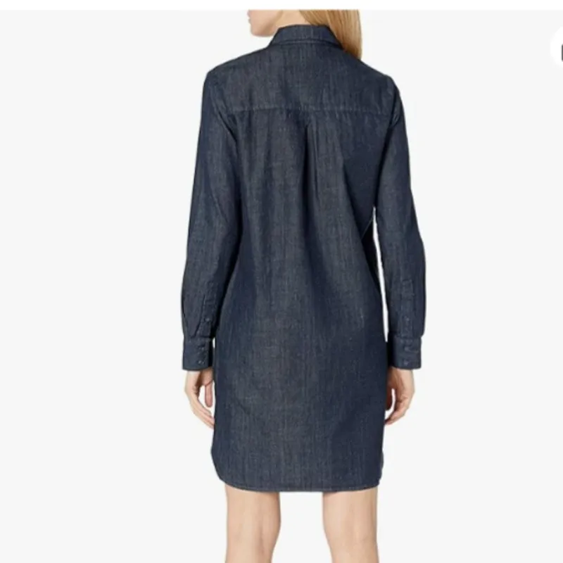 AG Adriano Goldschmied Womens Caden Denim Shirtdress Roll Tab Sleeve Blue Medium - Image 2