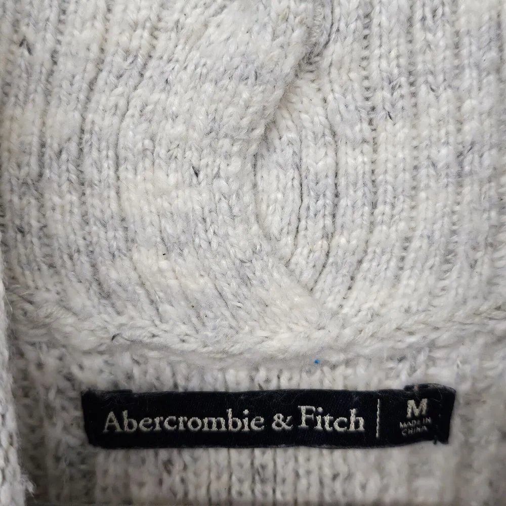 Abercrombie & Fitch Cable Knit Mock Neck Sweater Button Back Pullover Size M - Image 9