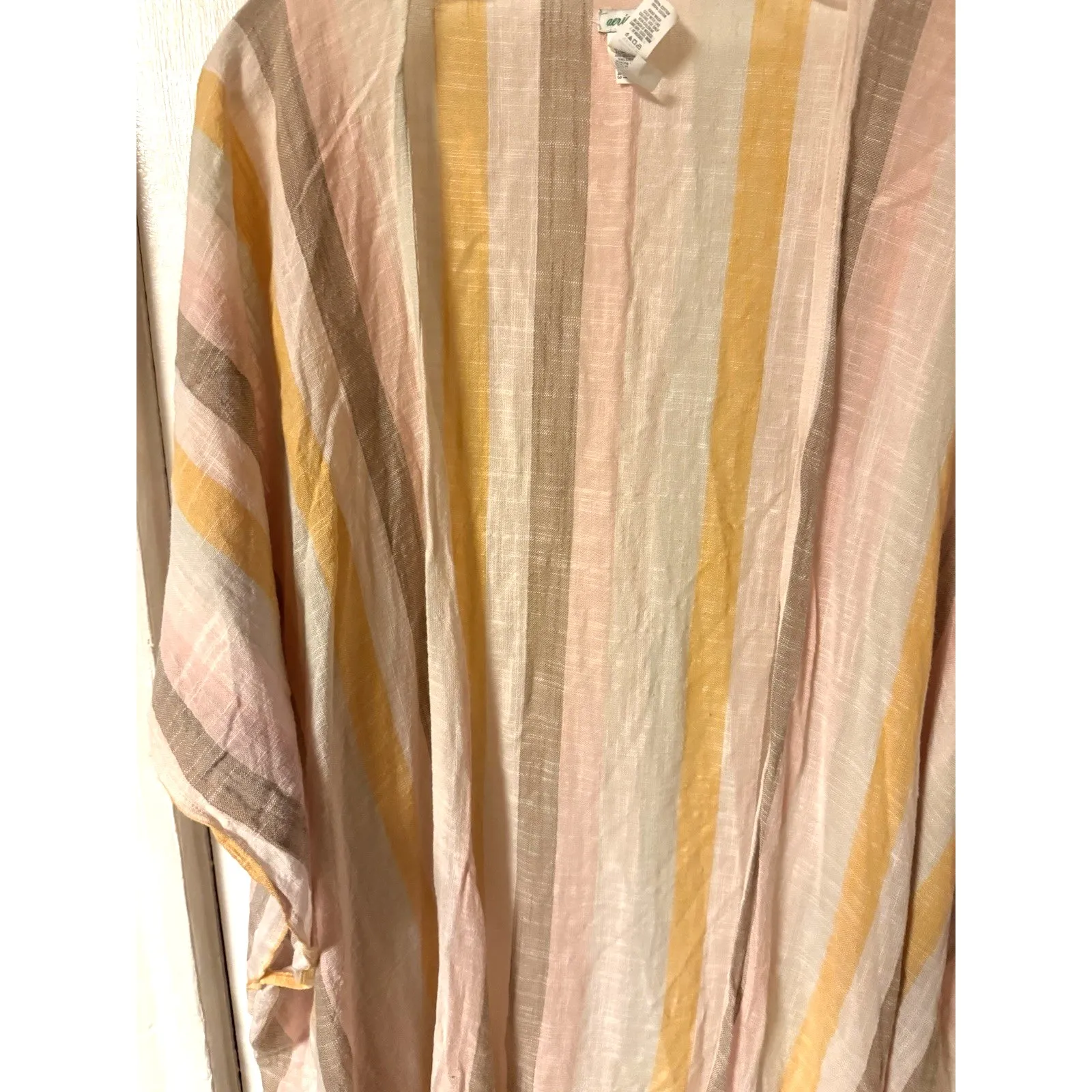 Aerie Women's Lightweight Neutral Colored with Fringe OS Shrug 100% Cotton - Image 3