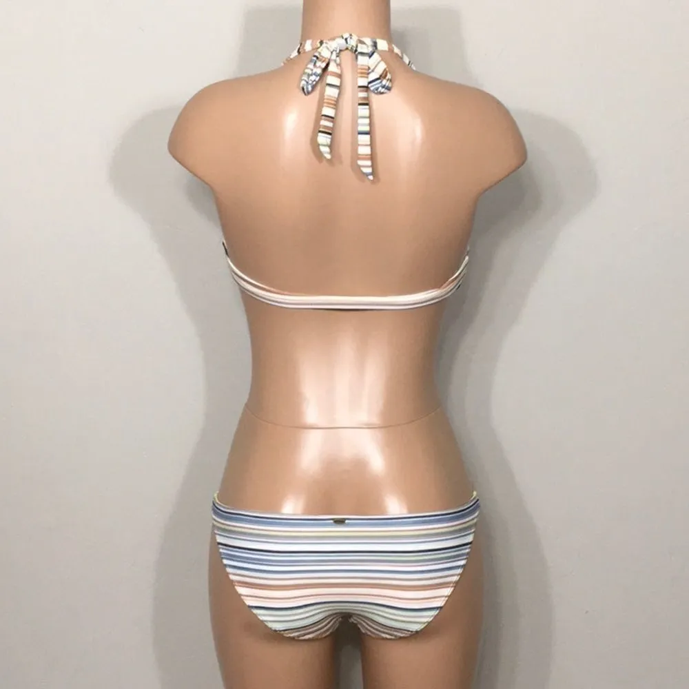 O’Neill earth tone stripe bikini set. XS. NWT - Image 4