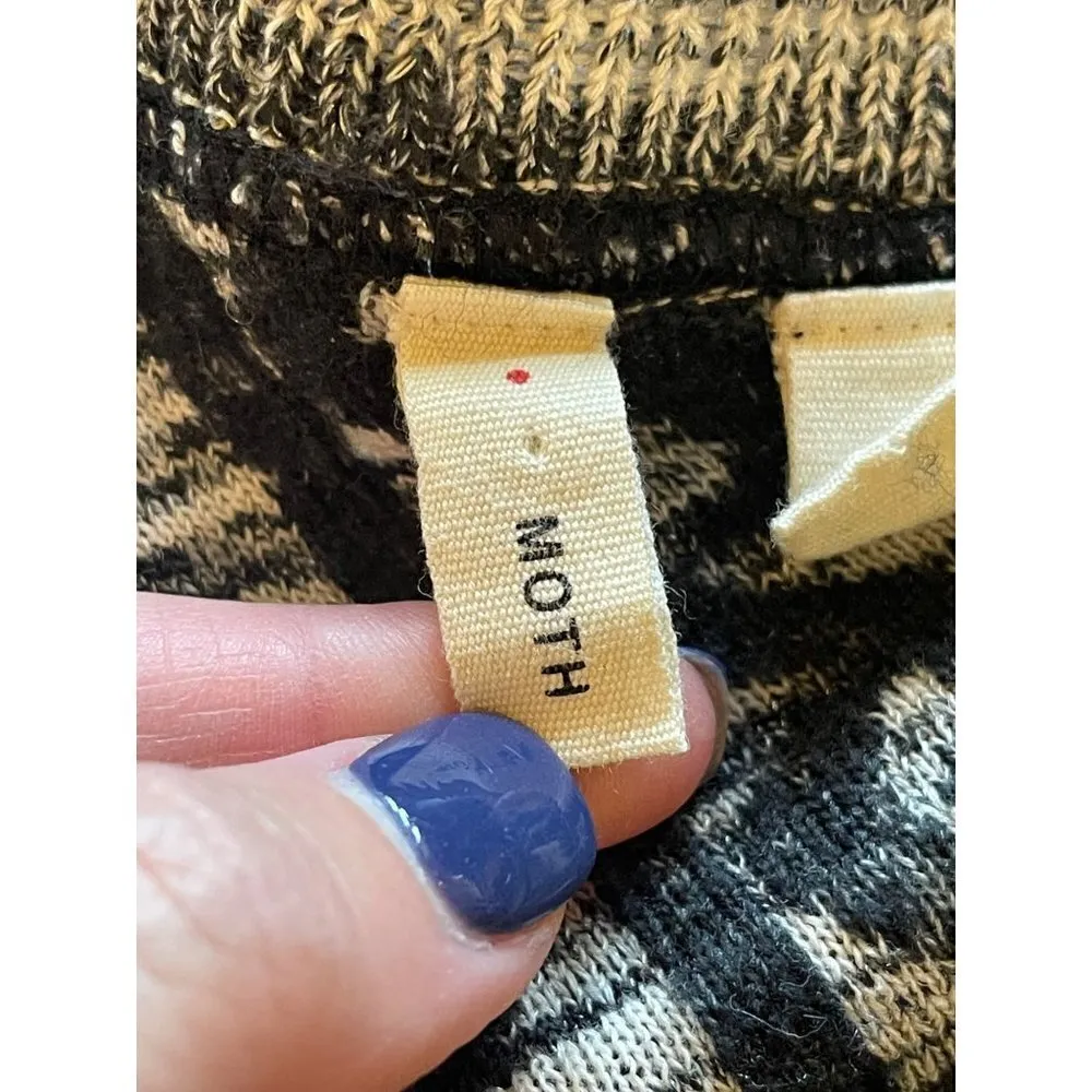 Moth Anthropologie Black And Ivory Textured Knit‎ Long Sleeve Sweater Dress S - Image 8