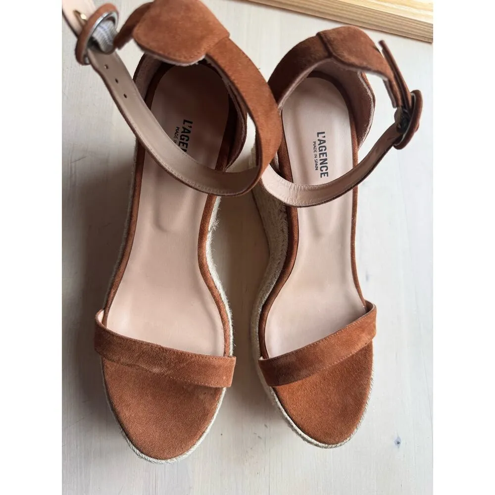 L'AGENCE Elysee Suede Espadrille Wedge Sandals  size 40/ us 10 - Image 3