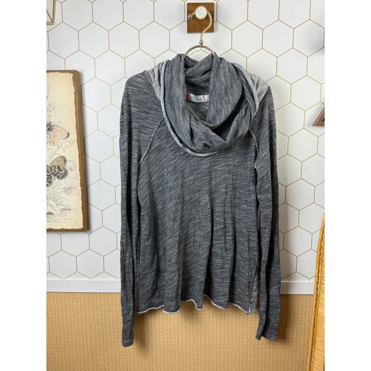 Free People Beach Cowl Gray Cocoon Pullover - Size - O/S - Image 6