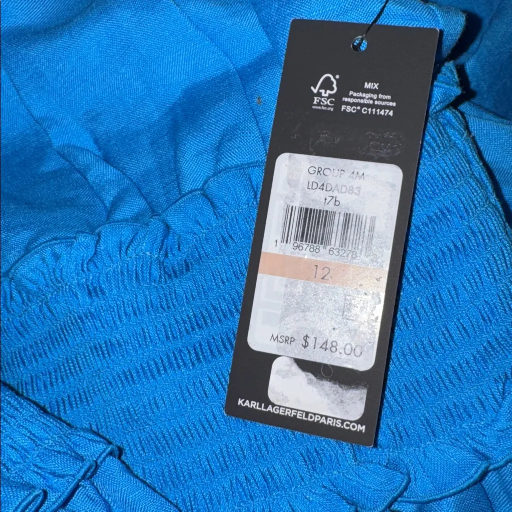 KARL LAGERFELD PARIS
Women's Tie-Neck Smock-Waist Dress - Image 5