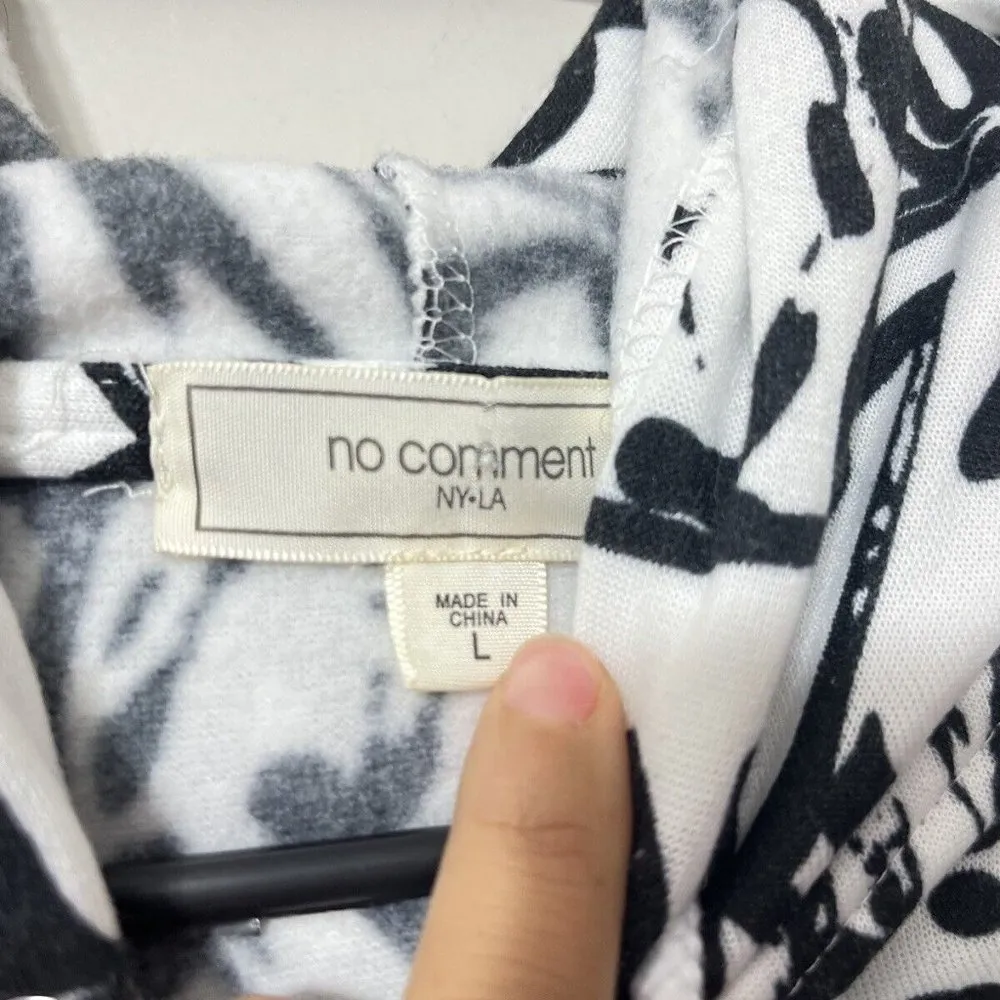 No Comment Hoodie Lightweight Cropped White/Black Size L EUC White Size L - Image 7