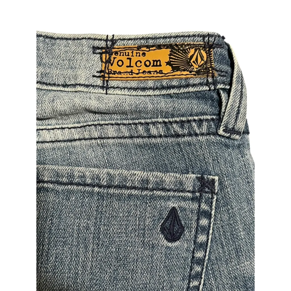 Volcom Jeans Womens Juniors Size 0 Super Skinny Low Rise Medium Wash Distressed - Image 12