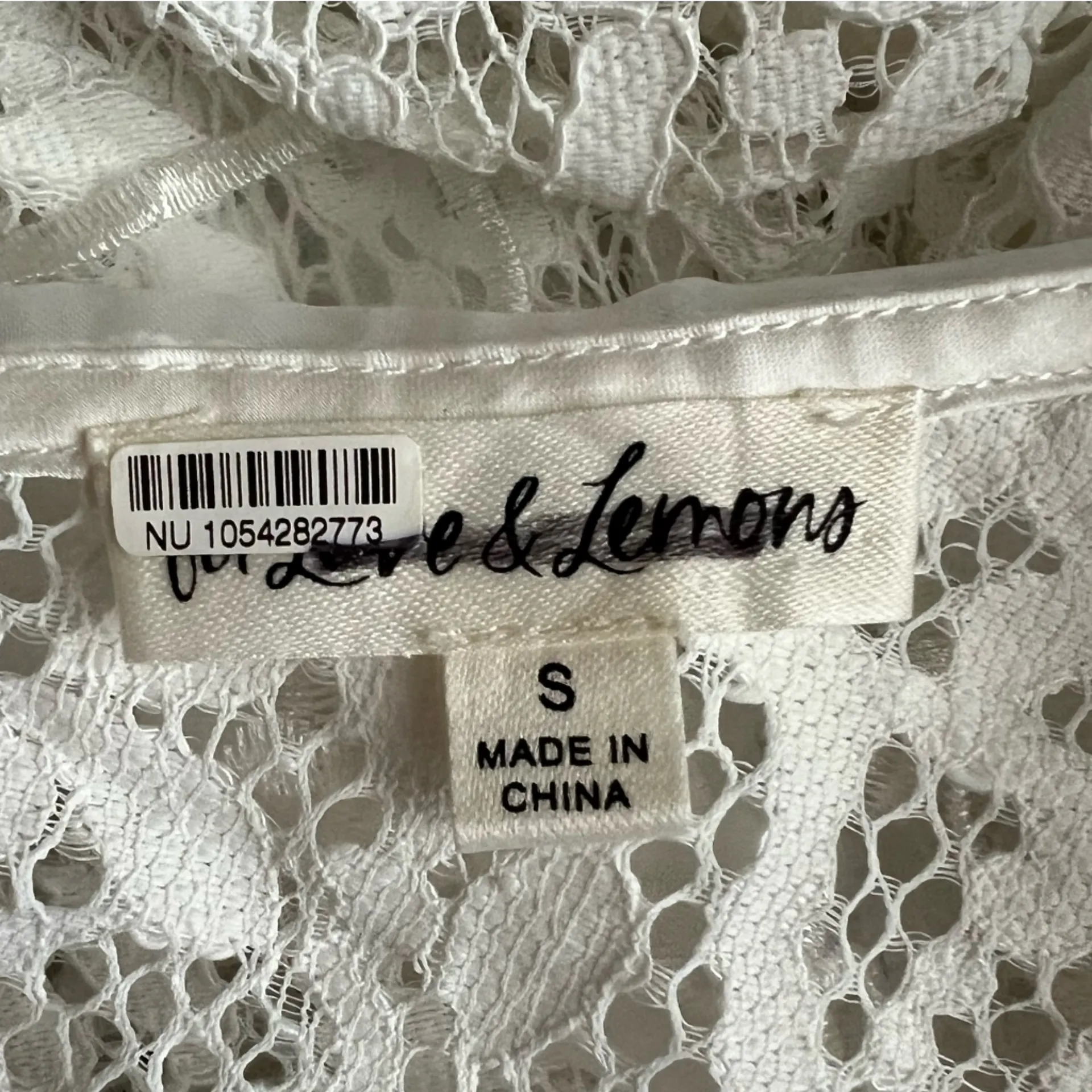 For Love & Lemons Women’s Santo Shorts Romper in White Lace Size Small - Image 5