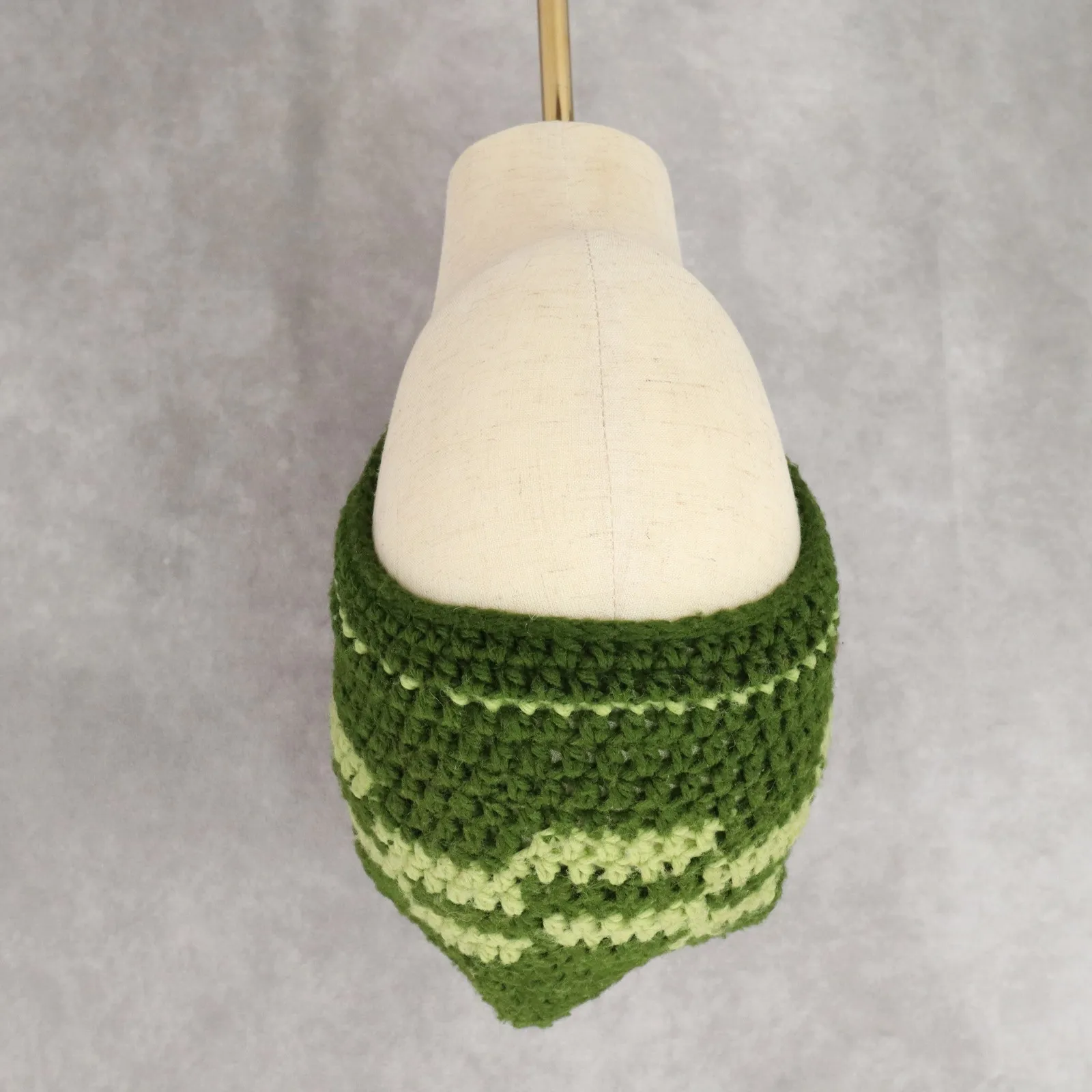 Green Cable Knit‎ Y2K Vintage Hippy Cottage Boho Skater Bucket Beanie Cap Hat - Image 2