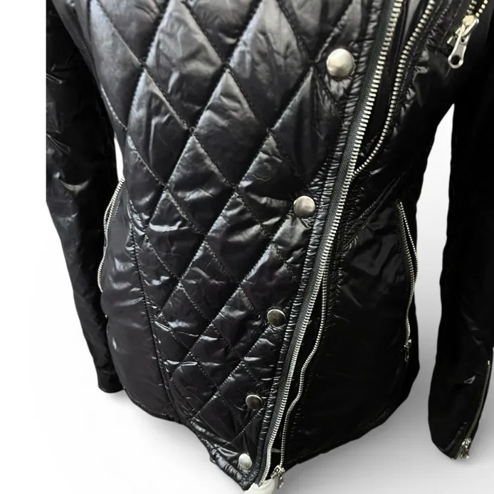 w118 by walter baker black quilted puffer jacket
moto Jacket Assymetric - Image 5