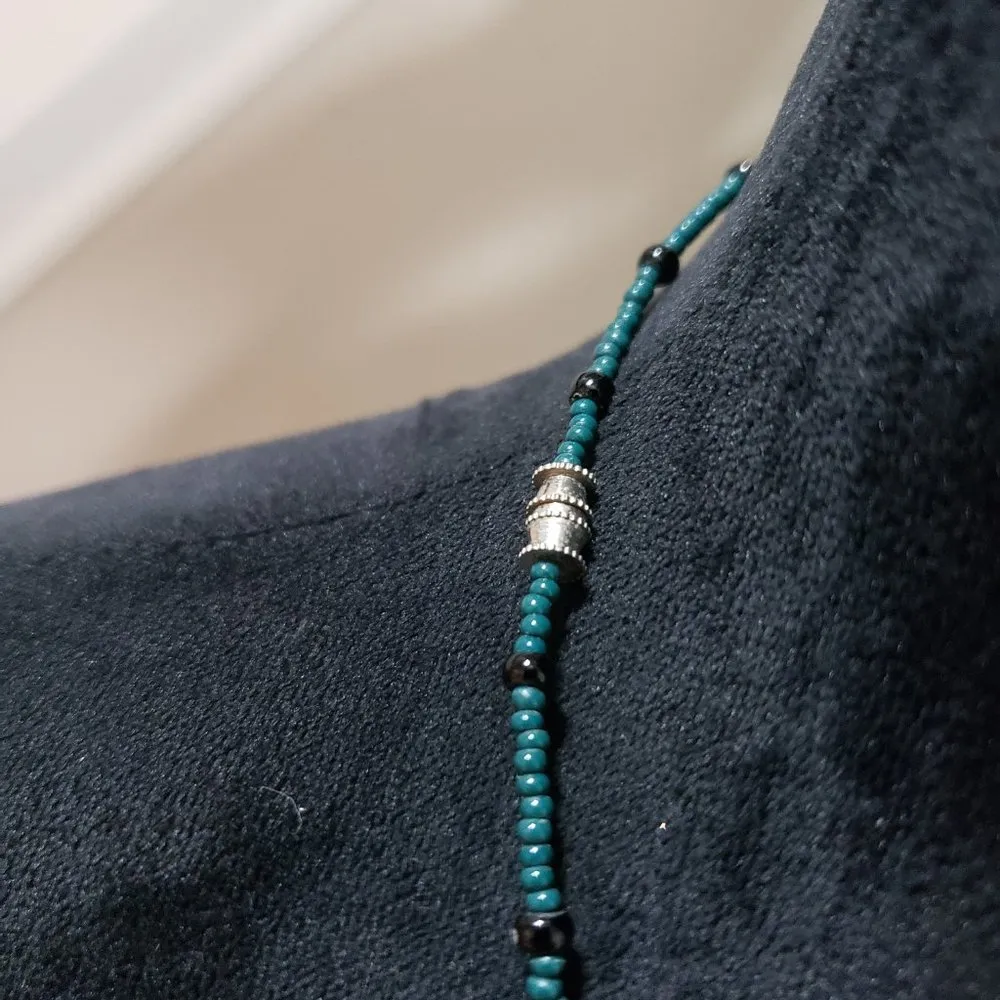 Womens Fashion Natural Jade Stones Black Onyx Collar Necklace with Barrel Clasp - Image 5