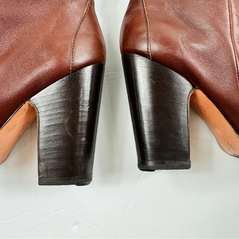 Rachel Comey Maroon leather pull on knee high heeled boots - Image 11