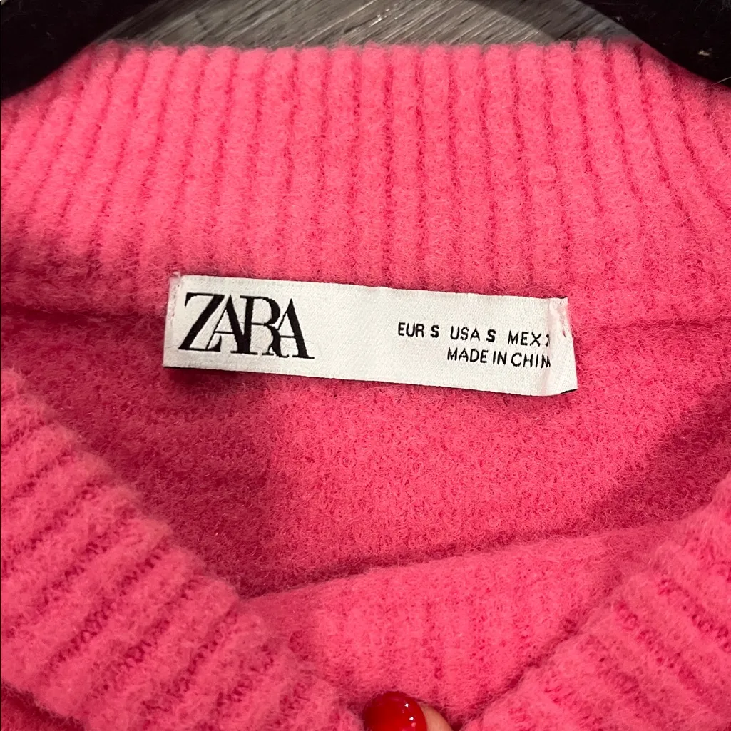 Zara Vibrant Pink Crew Neck Sweater - Image 6