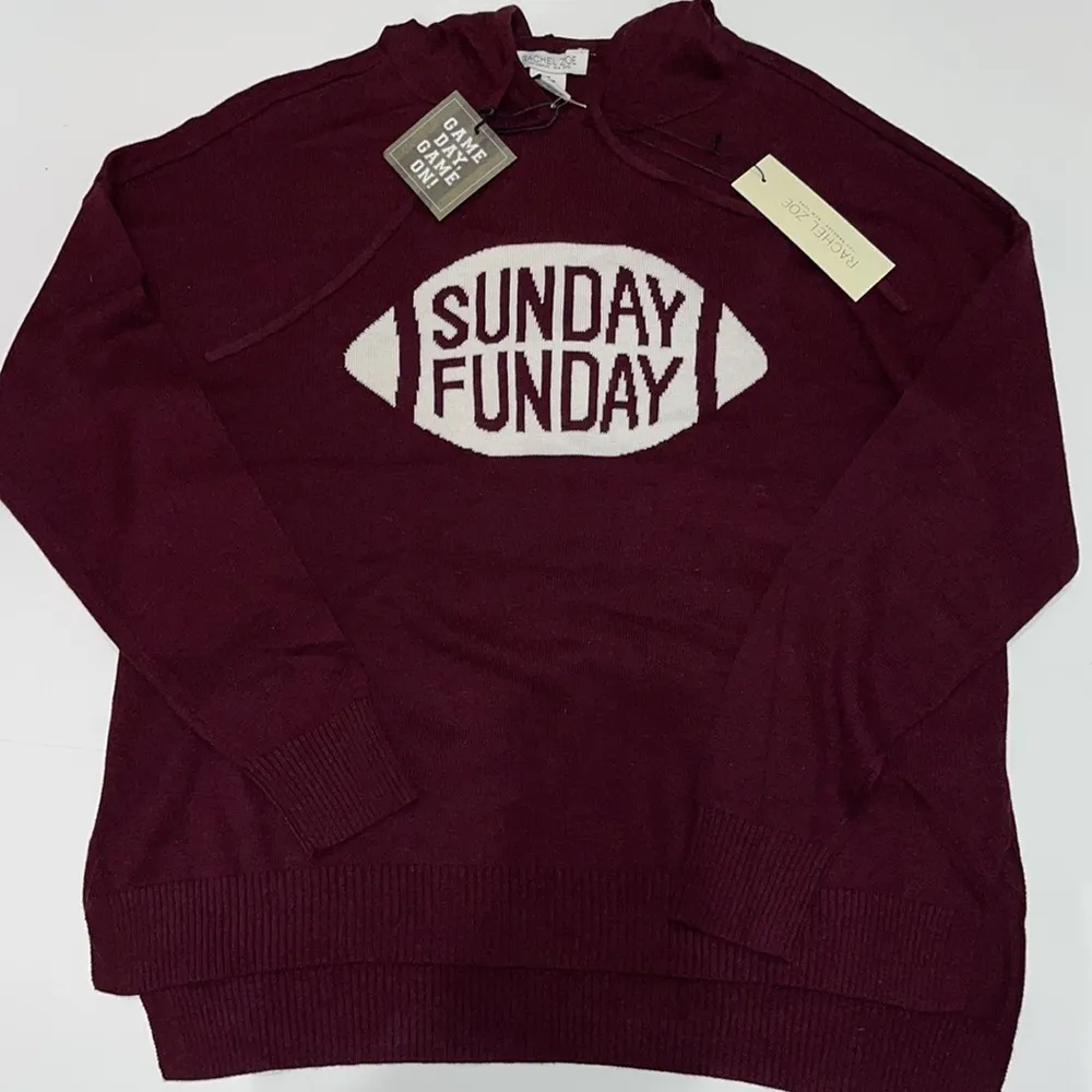 RACHEL ZOE MAROON GAME DAY SWEATER with “SUNDAY FUNDAY” inside a footb… - Image 7