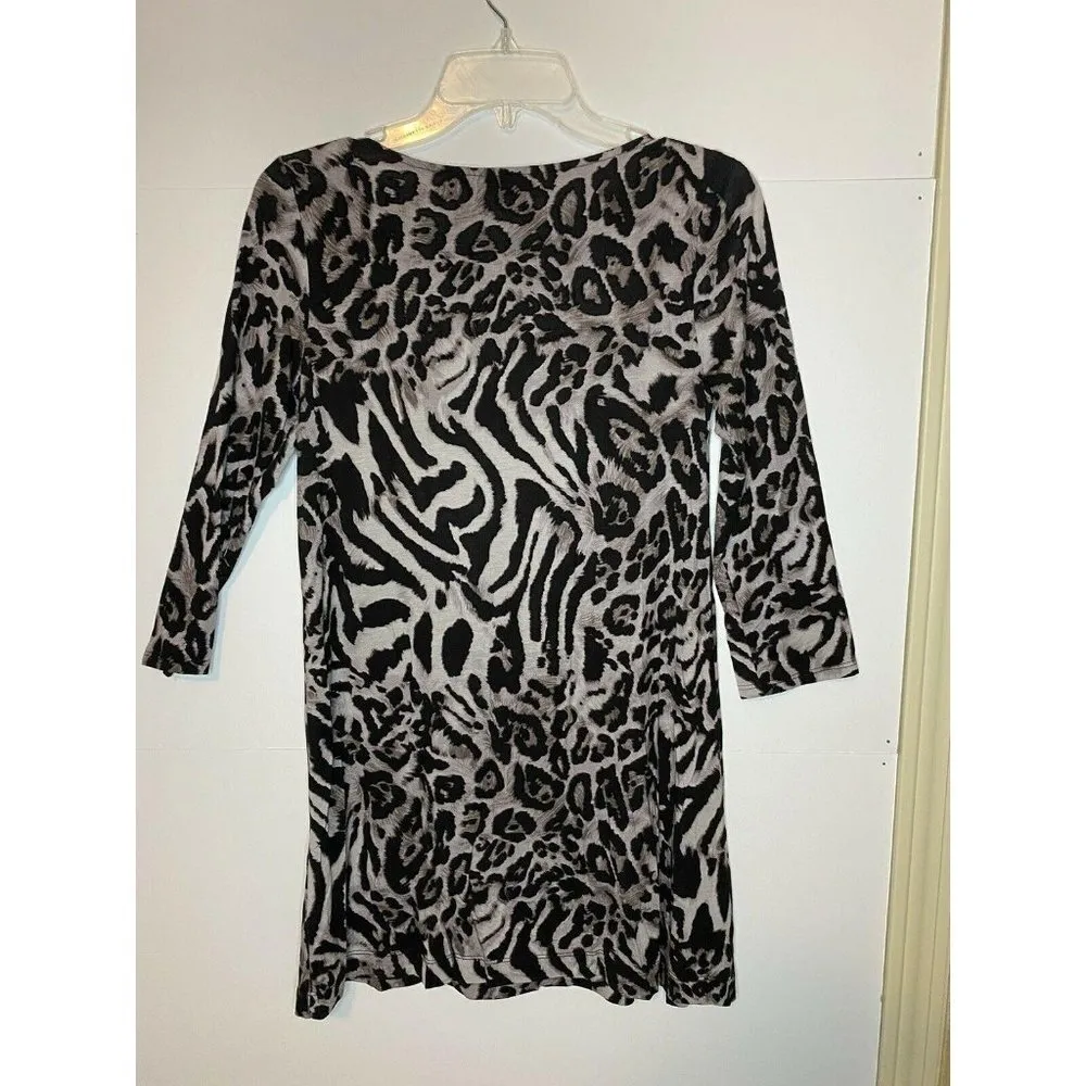 Hourglass Lilly Striped 3/4 Sleeve Shirt Animal Print Dress Size XS EUC - Image 4