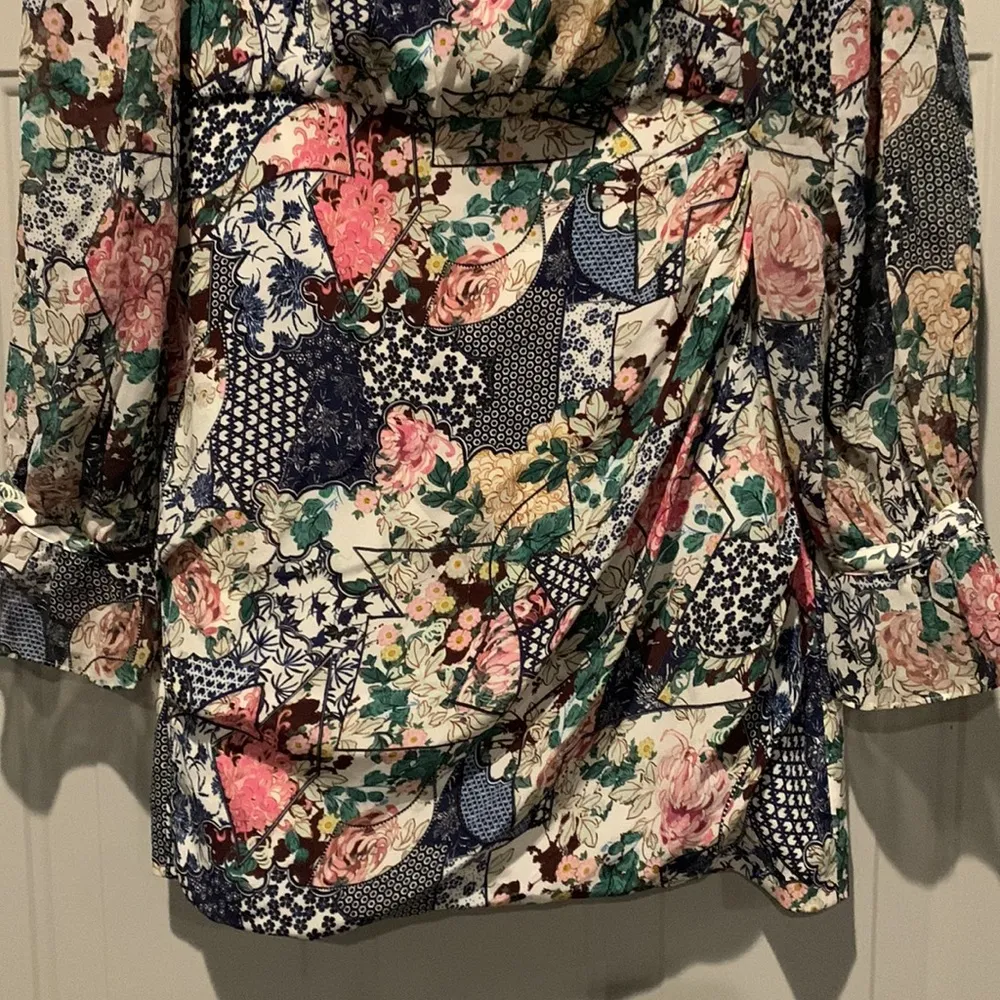 SALONI RINA FLORAL PRINT SILK JACQUARD MINI DRESS FLORAL CERAMIC 4 - Image 3