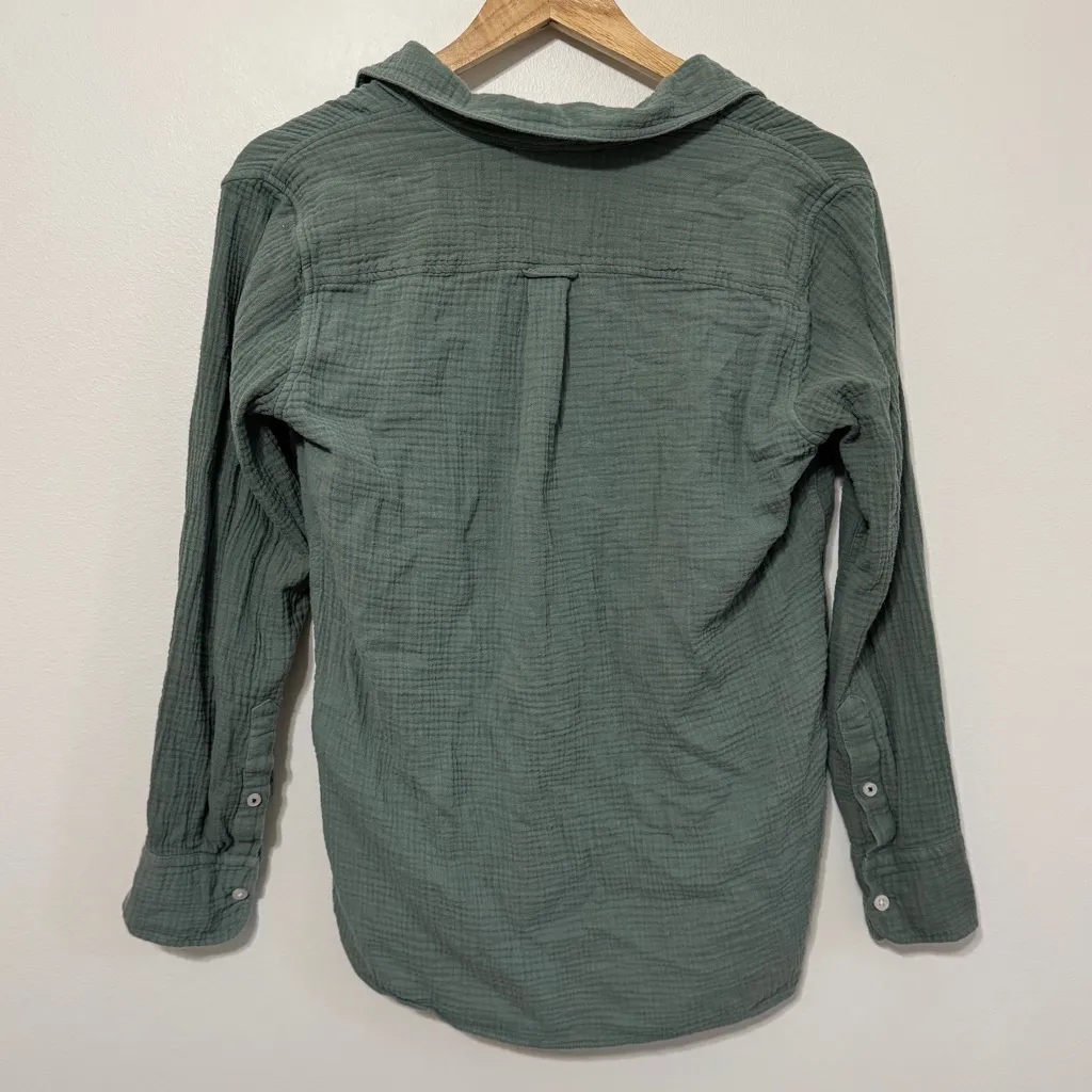 J. CREW Classic Fit Soft Gauze Button Down Green Shirt Size 0 Oversized AW686 - Image 5