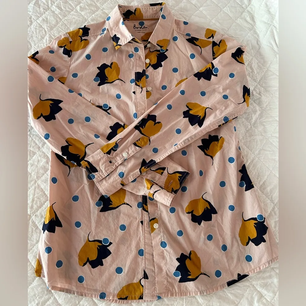 Boden Pink Shirt with Floral and Polka Dot Design Size undefined - Image 7