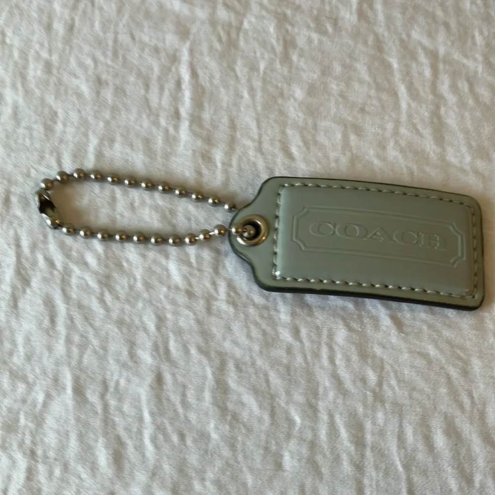 Coach: Gray Leather Keychain/ Handbag Tag- Silver Tone - Image 14