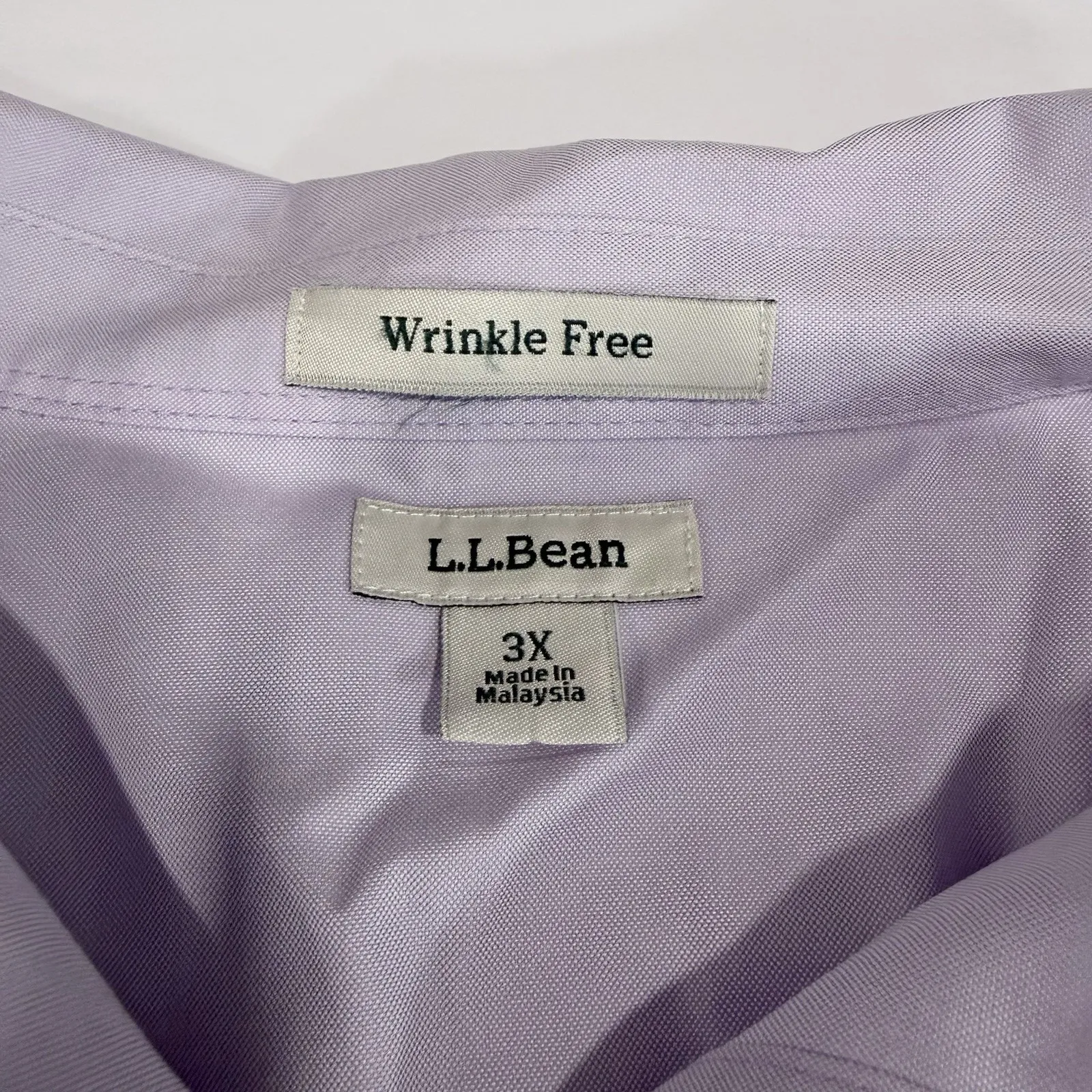 LL Bean Lavender Wrinkle Free Pinpoint Cotton Oxford 3/4 Sleeve Shirt Size 3X Green - Image 9