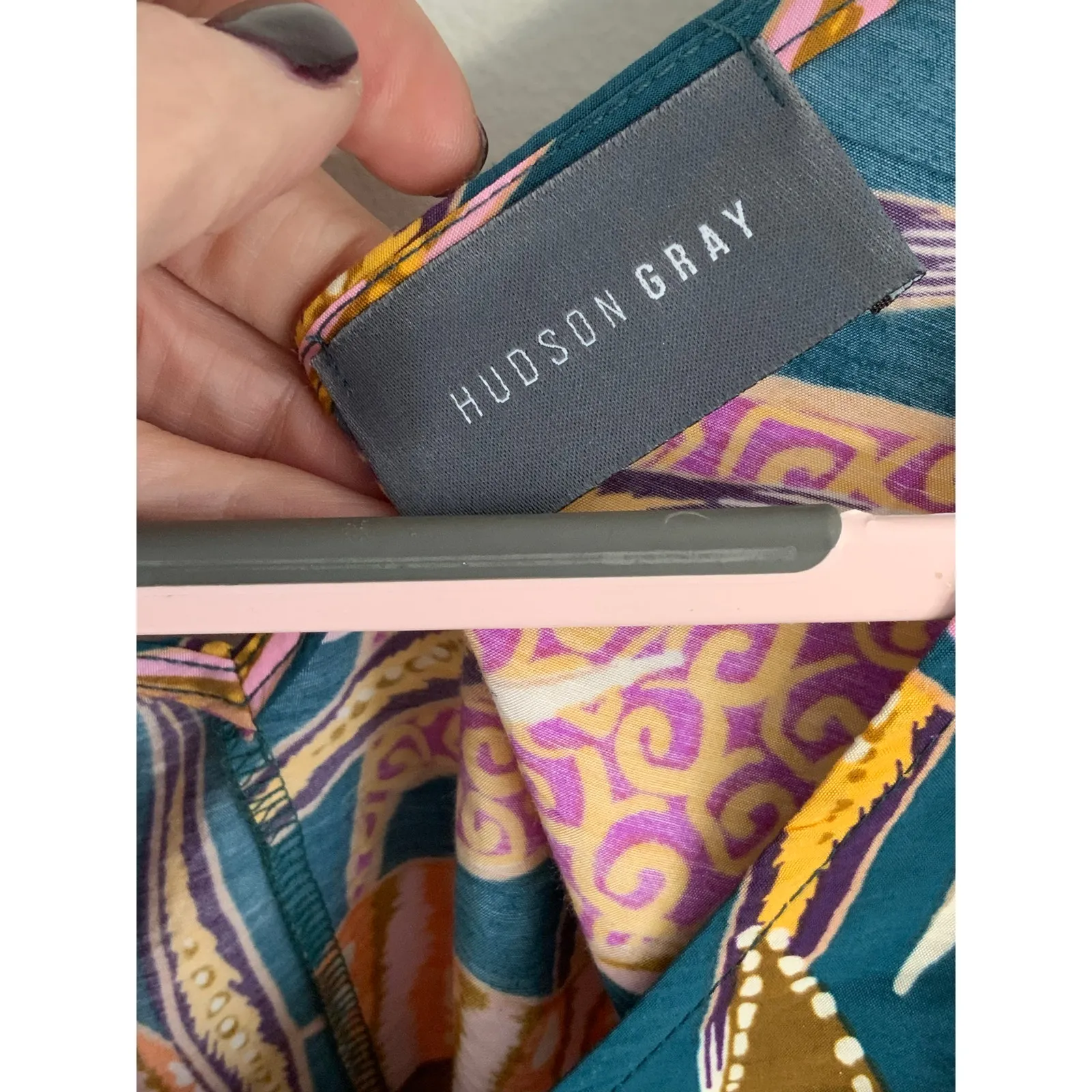 Hudson Grey Incredible Allure Teal‎ Leaf Print Oversized Blouse - Image 2