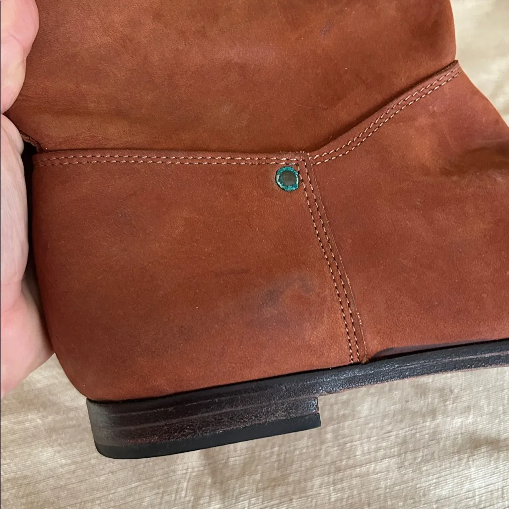 Vintage Eddie Bauer Suede Pull On Mid Calf Boots Brown Cognac - Image 5