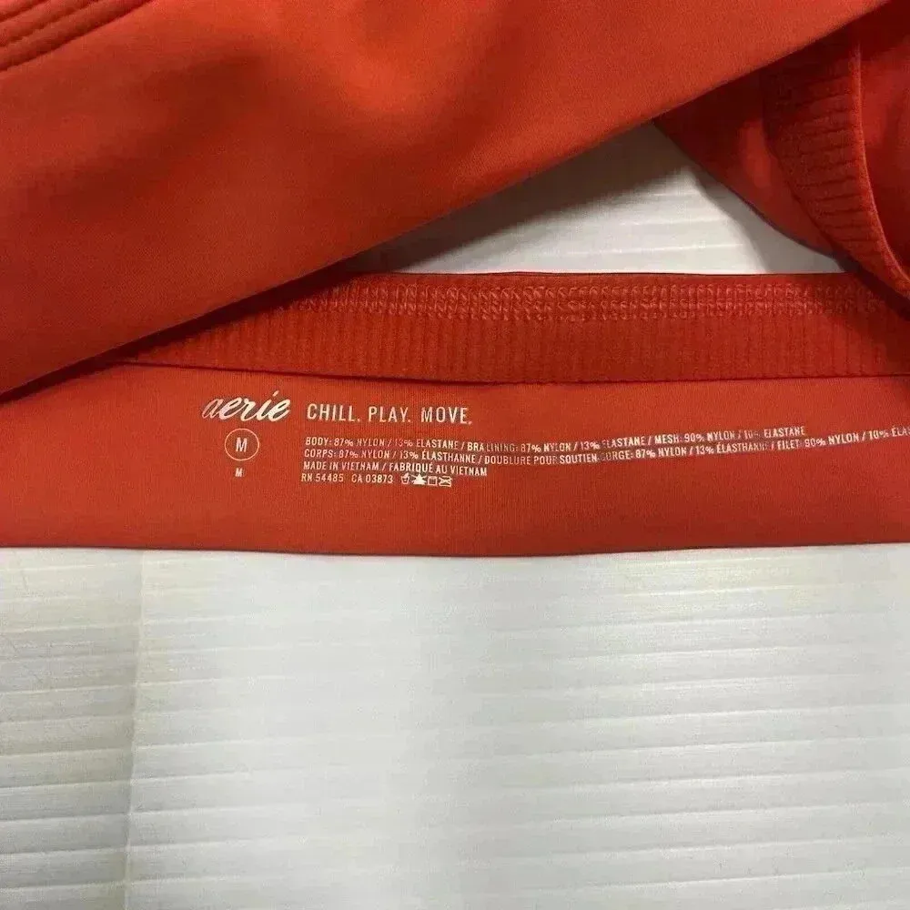 Aerie Womens Chill Play Move Sports‎ Bra M Orange High Neck Open Back Breathable - Image 9