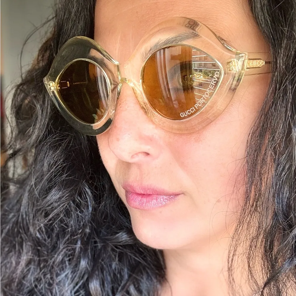 Authentic GUCCI 53mm Cat Eye 'Porto Cervo'  transparent Acetate Sunglasses - Image 13