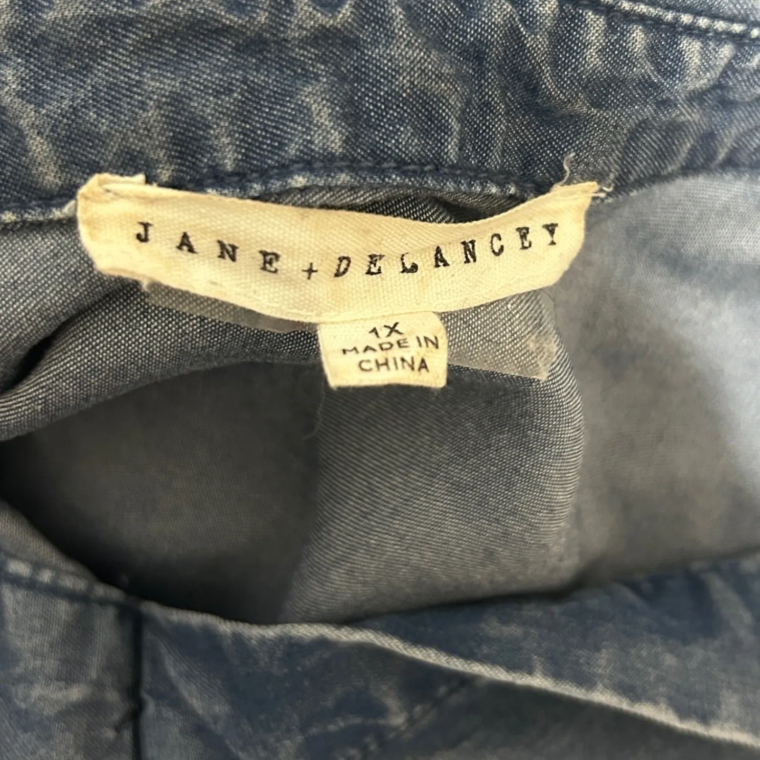 Jane +‎ Delancey Women Top 1X Blue Chambray Ruffle Sleeve Collar Western Cowgirl - Image 6