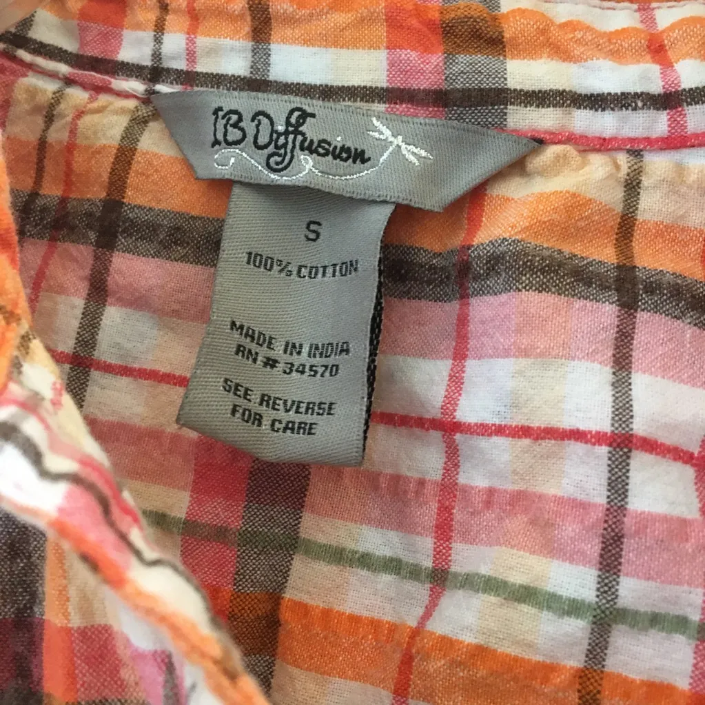 FINAL MARKDOWN Ladies ib diffusion seersucker blouse small Orange - Image 4