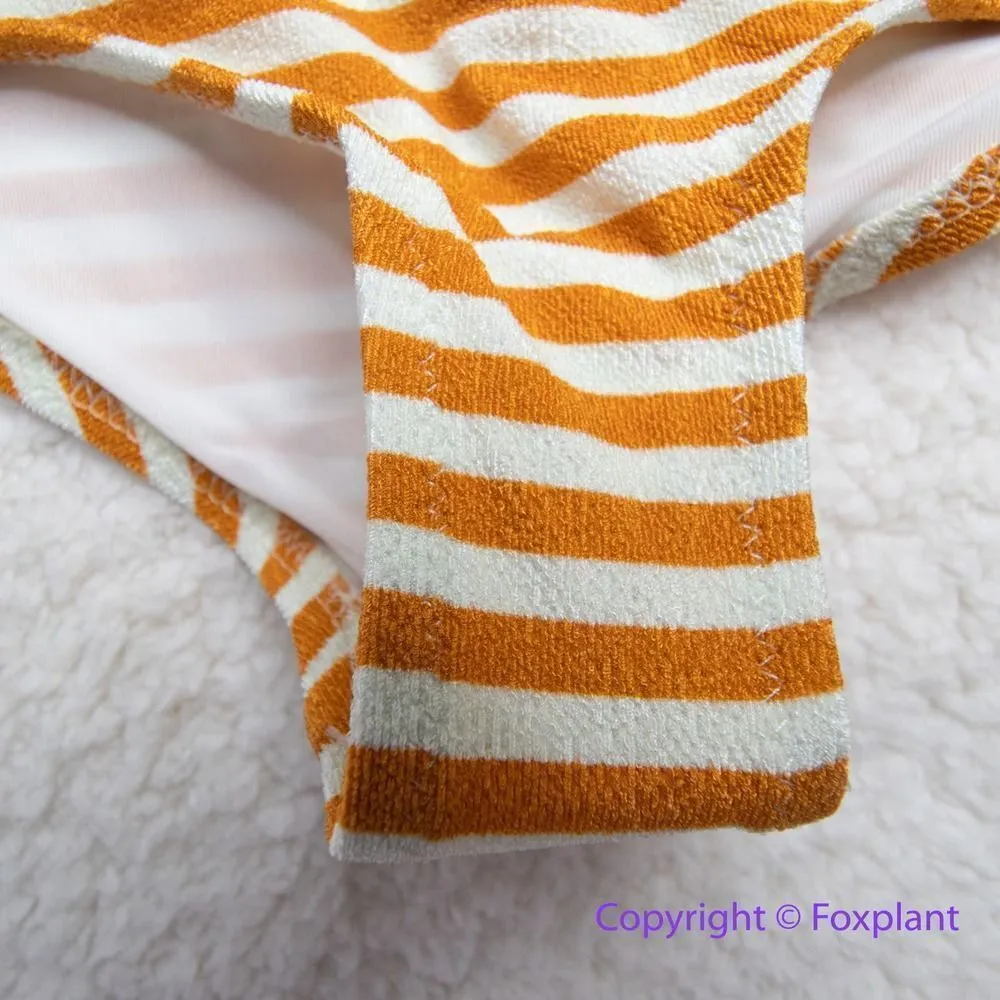 NEW BEC & Bridge orange stripes Barbara Boy Leg Bikini Bottoms, women USA size 4 - Image 5