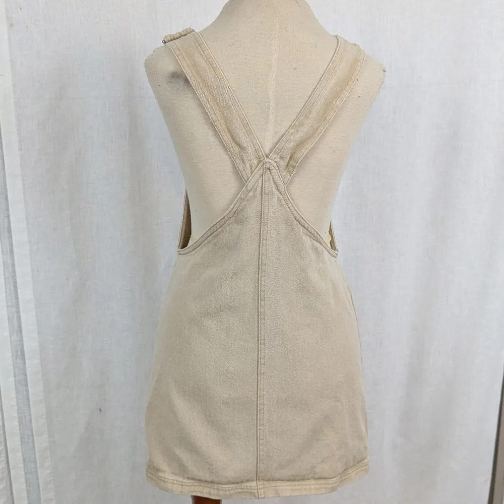 100% Cotton Twill Canvas Zip Up Overall Style Mini Dress Small - Image 6