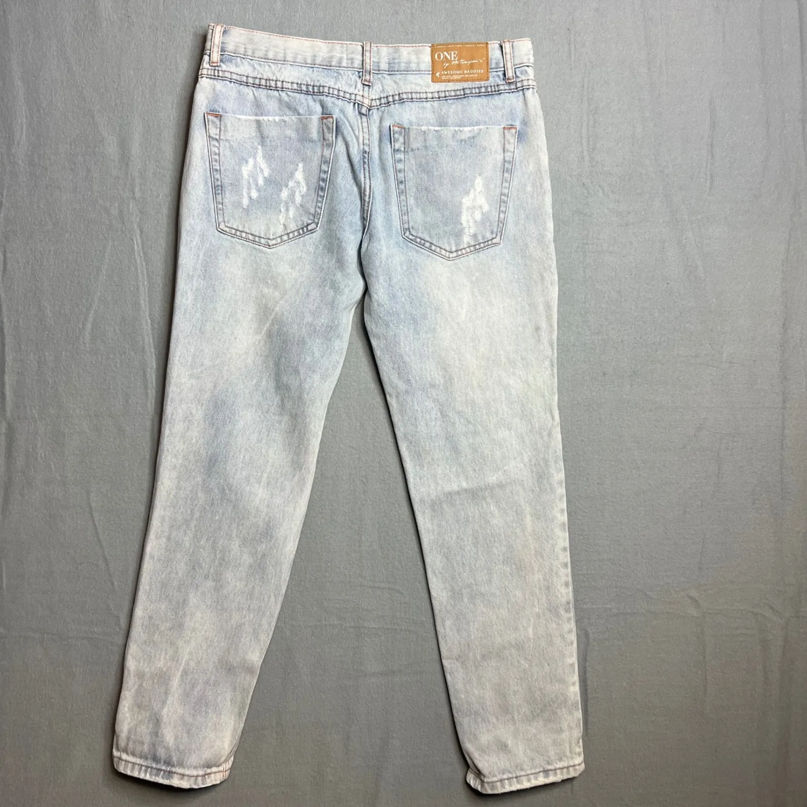 ONE by One Teaspoon Awesome Baggies Distressed Ripped Jeans Size 28 Light Wash Blue - Image 8