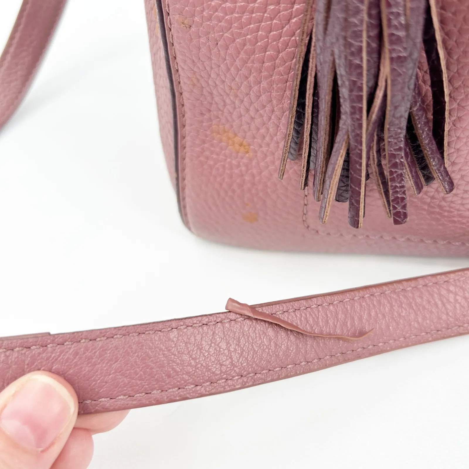 Kate Spade Kalen Chester Street Pebbled Leather Satchel Crossbody Bag‎ Mauve - Image 5