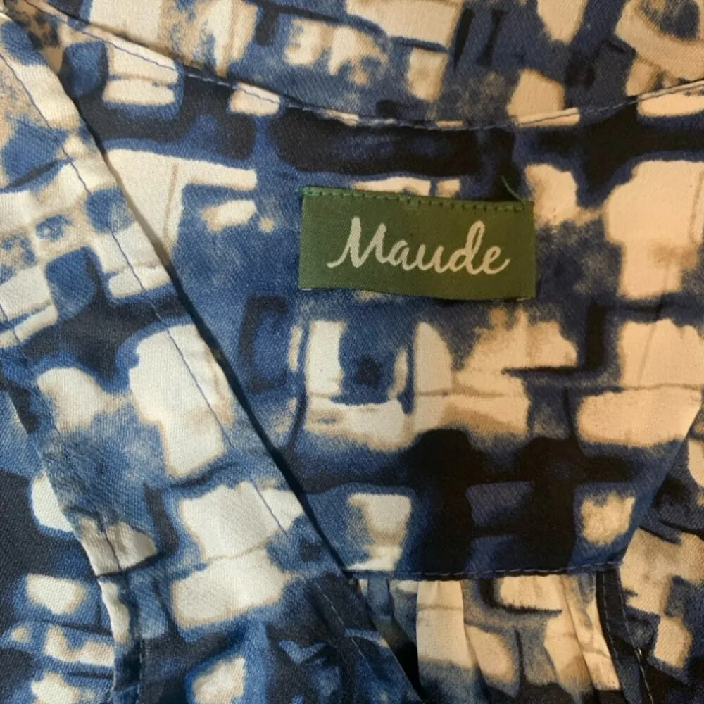 Maude  Mini Dress Sz Small Blue Pattern - Image 5