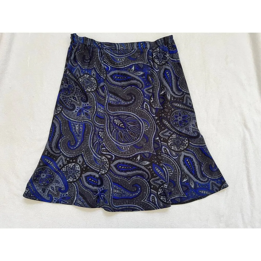 Notations Vintage Paisley Print A-Line Knee Length Skirt Petite Medium - Image 4