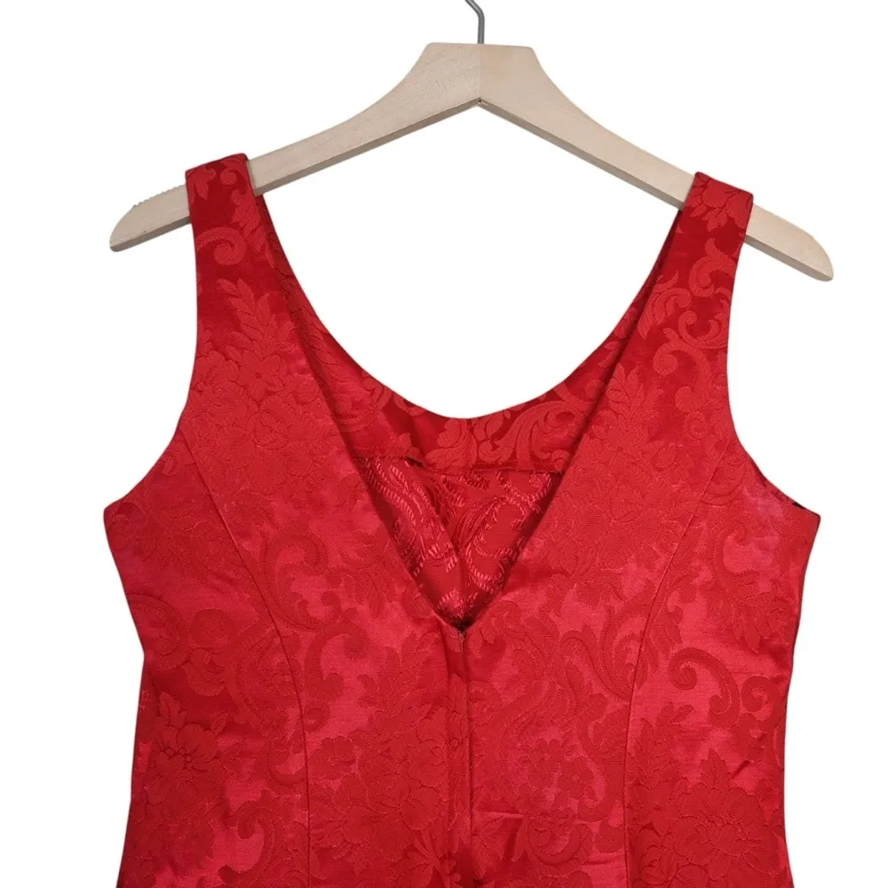 Jessica McClintock Gunne Sax Womens 7/8 Vintage Paisley Print Red Sheath Dress - Image 4