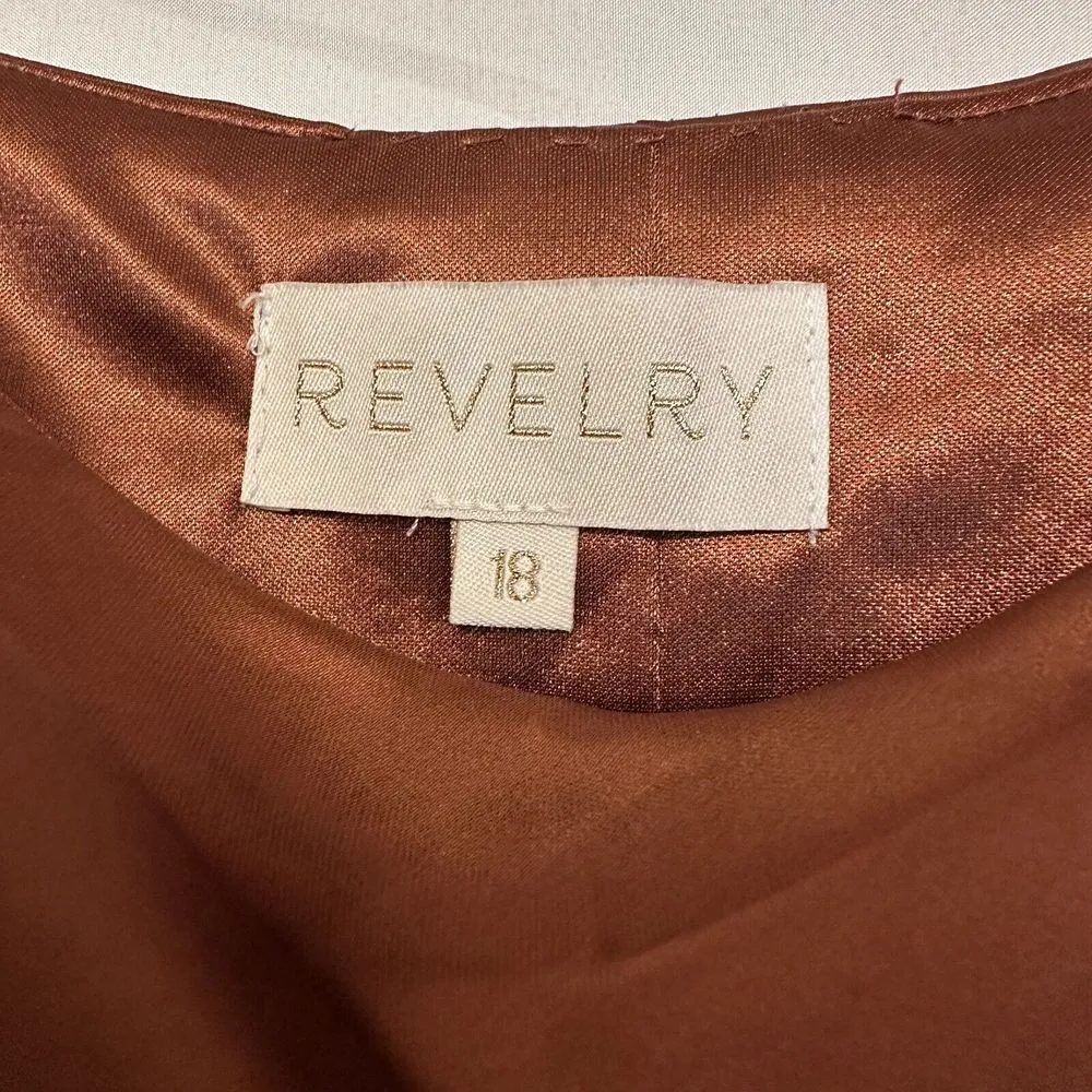 Revelry Bridesmaid Maternity Skye Satin Dress Rust Terracotta Brown Formal Sz 18 - Image 10