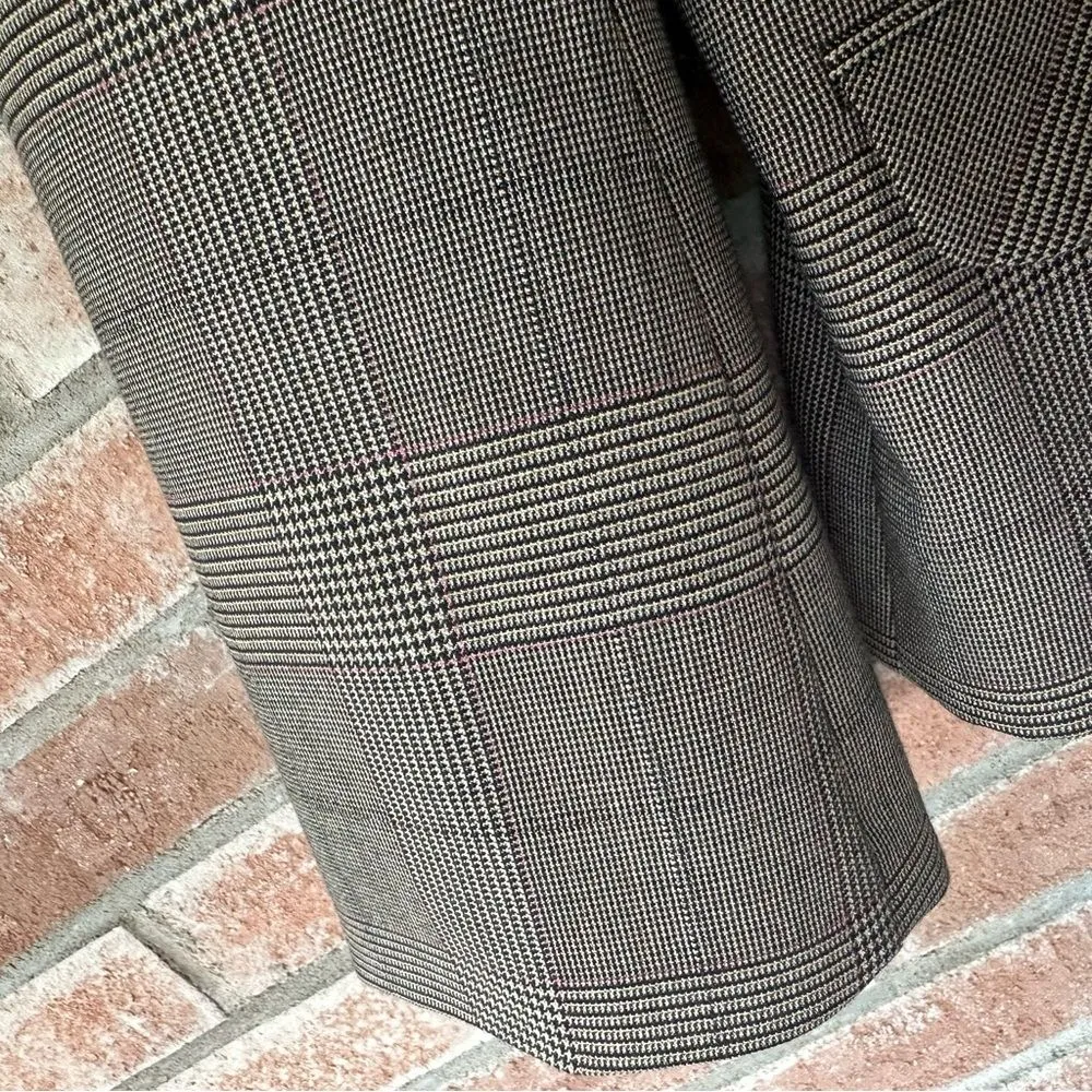 Trina Turk Wool Blend Plaid Blazer Jacket Women’s 10 Black White Pink Y2K - Image 6